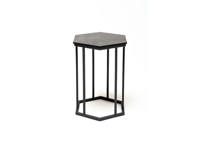 Женева интерьерный стол из HPL шестиугольный, D40, H55, цвет серый гранит