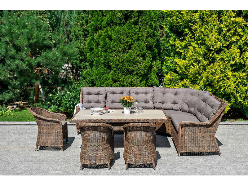 Бергамо плетеный правый модуль дивана, цвет коричневый