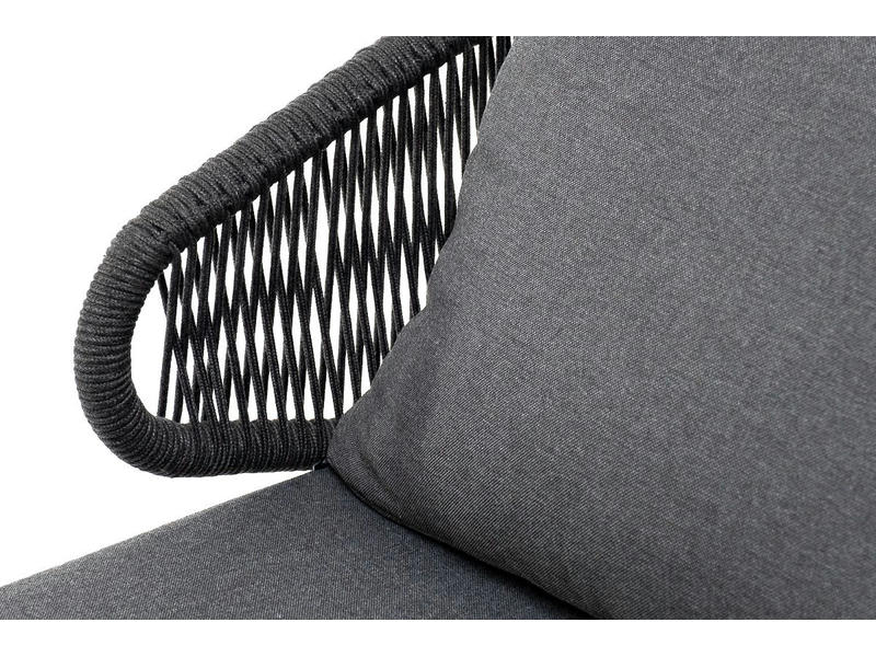 Милан лаунж-зона 4-местная плетеная из роупа (веревки), каркас алюминиевый серый, роуп темно-серый