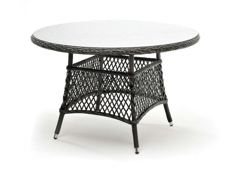 Эспрессо плетеный круглый стол, диаметр 118 см, цвет графит
