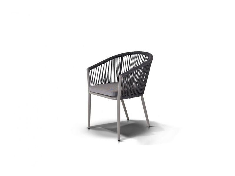Плетеный стул Марсель из полиэфирных лент цвет темно-серый