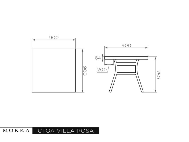 Плетеный комплект мебели MOKKA VILLA ROSA (4 персоны) + 8 подушек