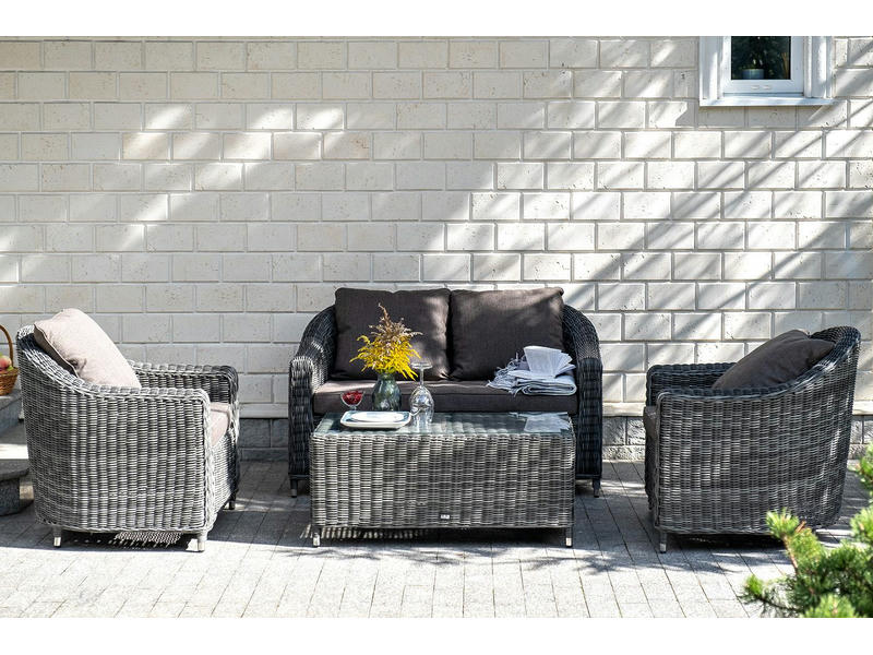 Кон Панна диван из искусственного ротанга двухместный, цвет графит