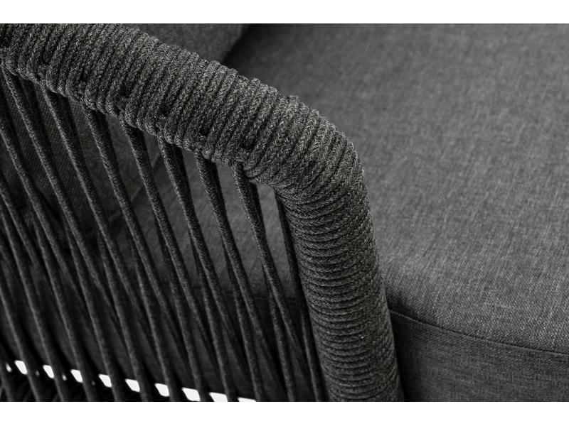Верона кресло плетеное из роупа, каркас алюминий темно-серый (RAL7024) шагрень, роуп темно-серый круглый, ткань темно-серая 019