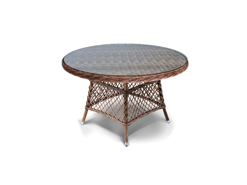 Эспрессо плетеный круглый стол, диаметр 118 см, цвет коричневый