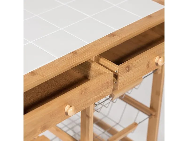Столик передвижной кухонный разделочный (mod. JW3-2063) цвет натуральный