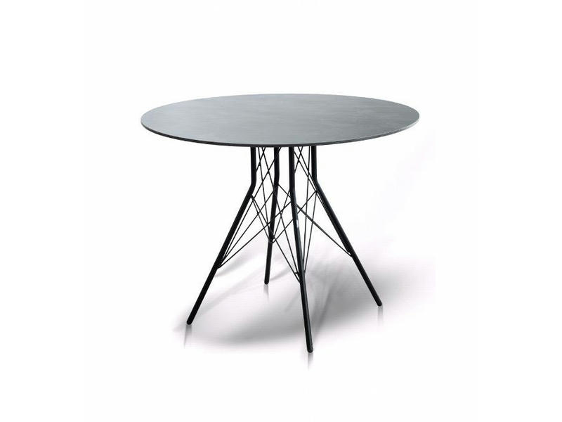 Конте интерьерный стол из HPL круглый Ø90см, цвет серый гранит
