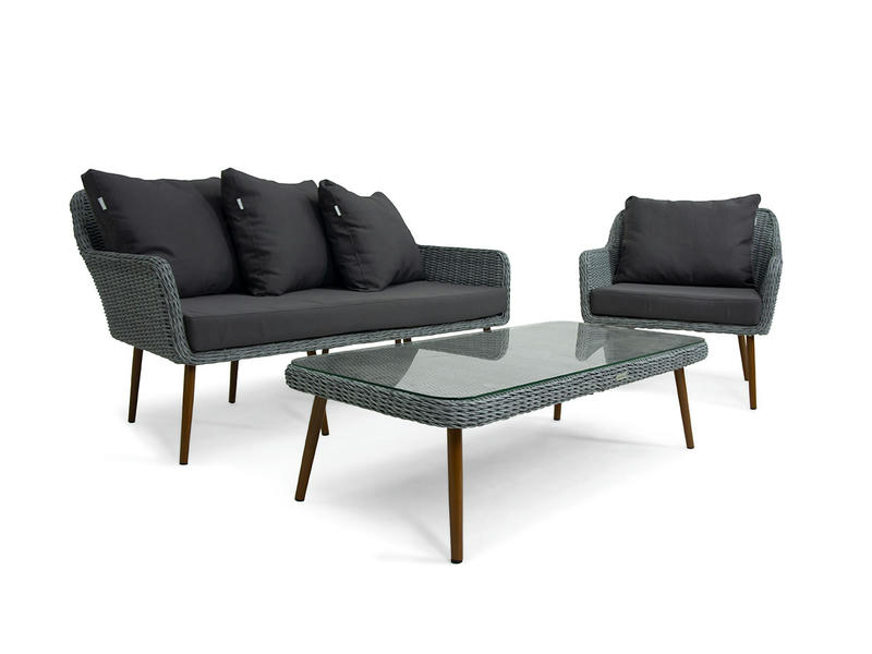 Комплект плетеной мебели MOKKA RIMINI (стол кофейный, 2 кресла, софа 3 х-местная)