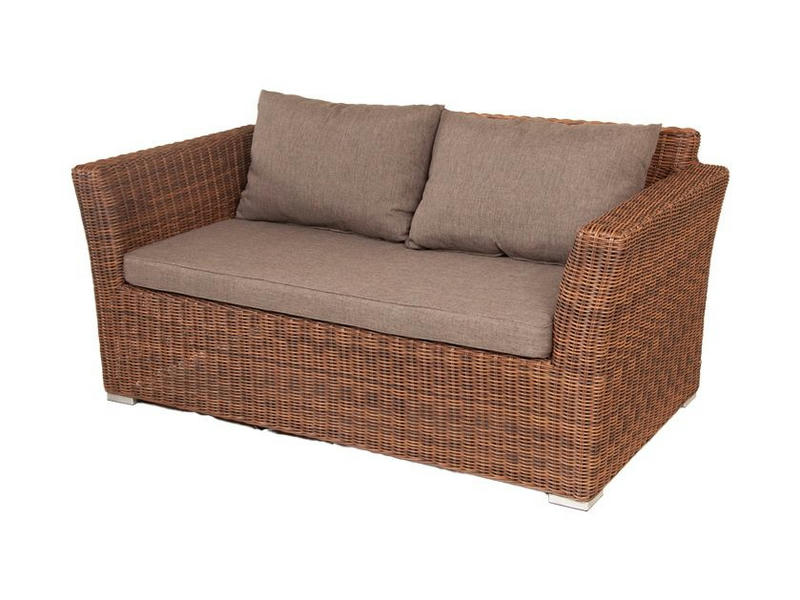 Капучино диван из искусственного ротанга двухместный, цвет коричневый