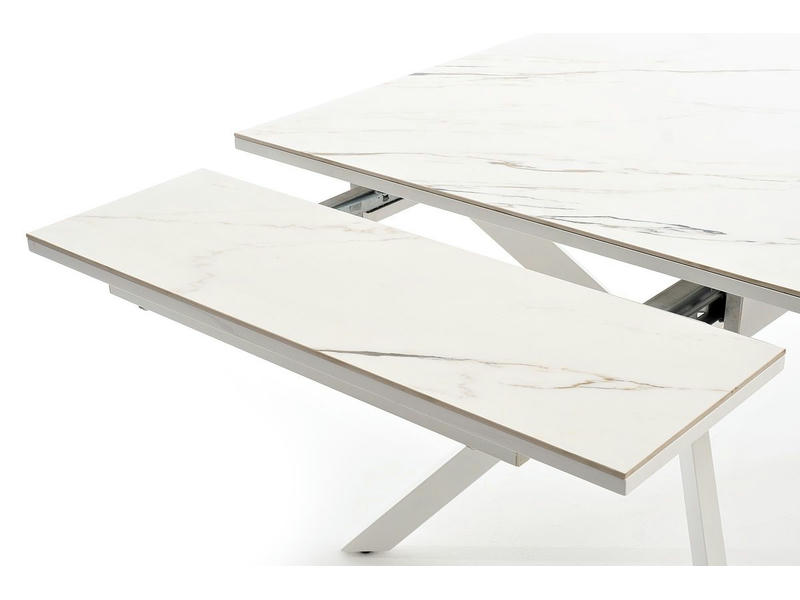 Меркурий стол интерьерный раздвижной обеденный из керамики, цвет белый глянцевый