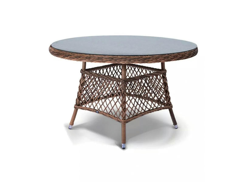 Эспрессо плетеный круглый стол, диаметр 118 см, цвет коричневый