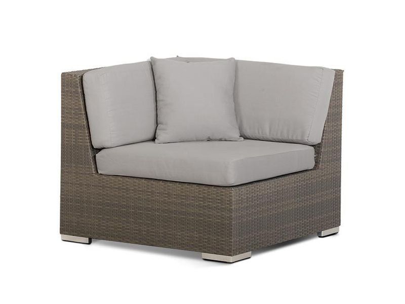 Беллуно модуль диванный угловой цвет серо-коричневый с серыми подушками