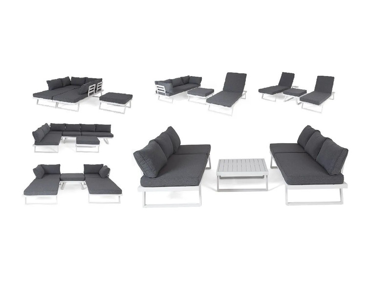 Альпы комплект-трансформер садовой мебели из алюминия (угловой диван, столик) с подушками