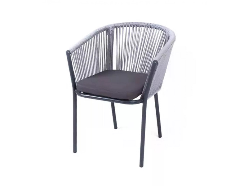 Марсель плетеный стул из синтетических лент, цвет светло-серый