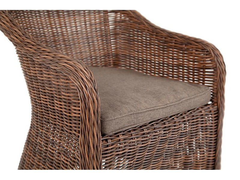 Равенна плетеное кресло из искусственного ротанга, цвет коричневый с серой подушкой