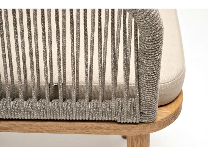 Марсель стул плетеный из роупа, основание дуб, роуп серый меланж круглый, ткань бежевая 035