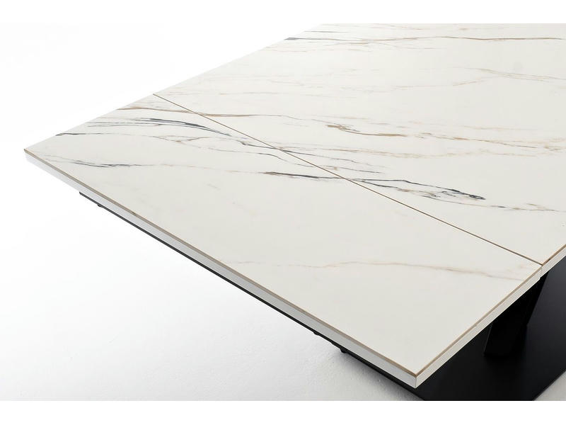 Юпитер стол интерьерный раздвижной обеденный из керамики, цвет белый глянцевый
