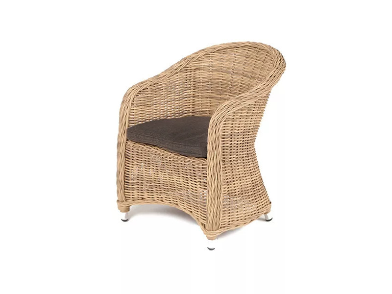 Равенна плетеное кресло из искусственного ротанга, цвет соломенный с темно-серой подушкой