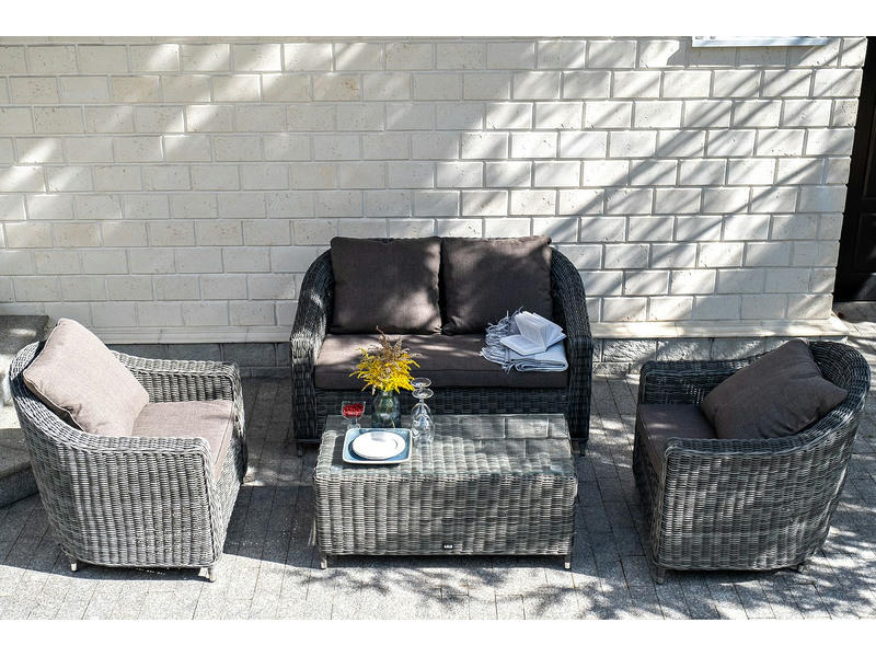 Кон Панна диван из искусственного ротанга двухместный, цвет графит