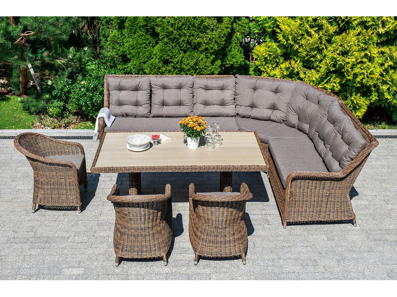 Бергамо плетеный центральный модуль дивана, цвет коричневый