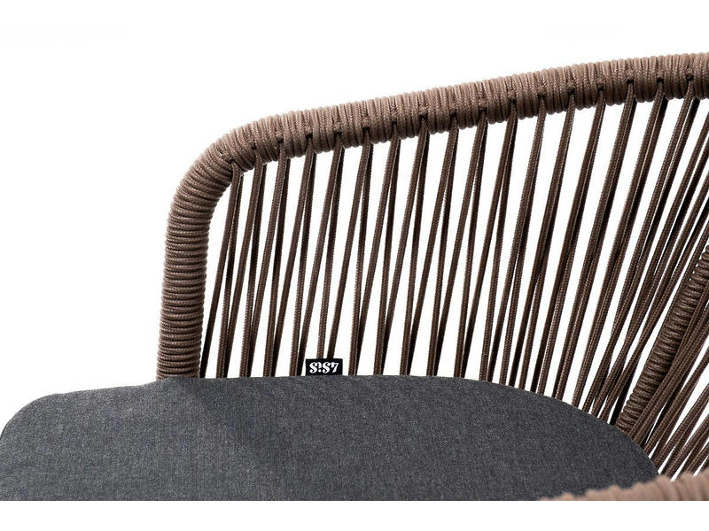 Марсель стул плетеный из роупа, основание дуб, роуп коричневый круглый, ткань темно-серая 019