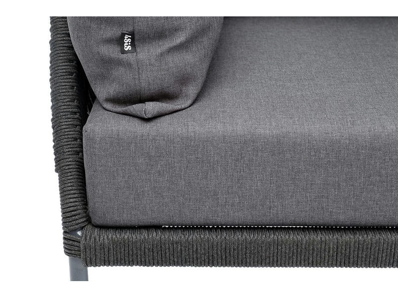 Мадрид кресло плетеное из роупа, каркас алюминий темно-серый (RAL7024) шагрень, роуп темно-серый круглый, ткань темно-серая