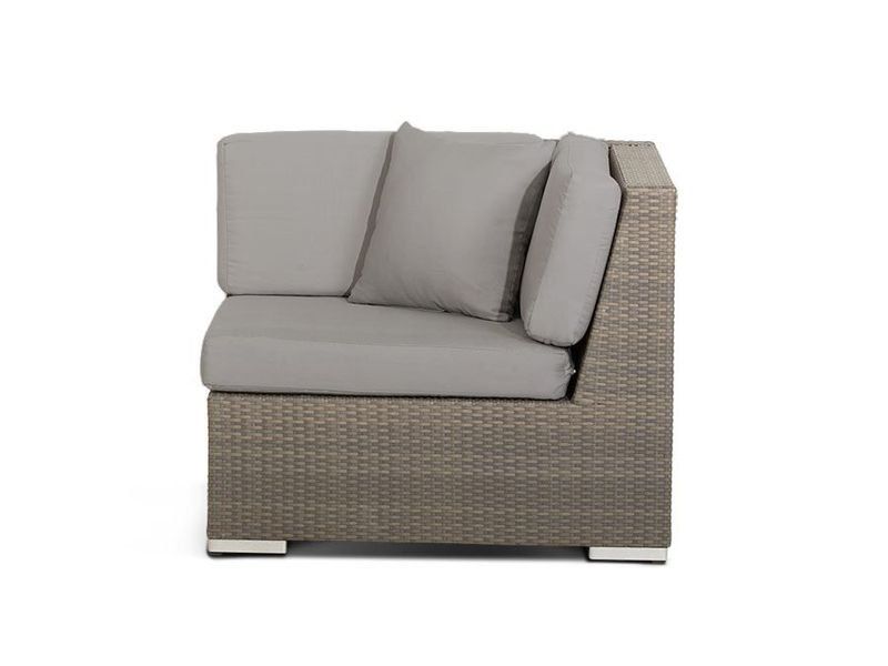 Беллуно модуль диванный угловой цвет серо-коричневый с серыми подушками