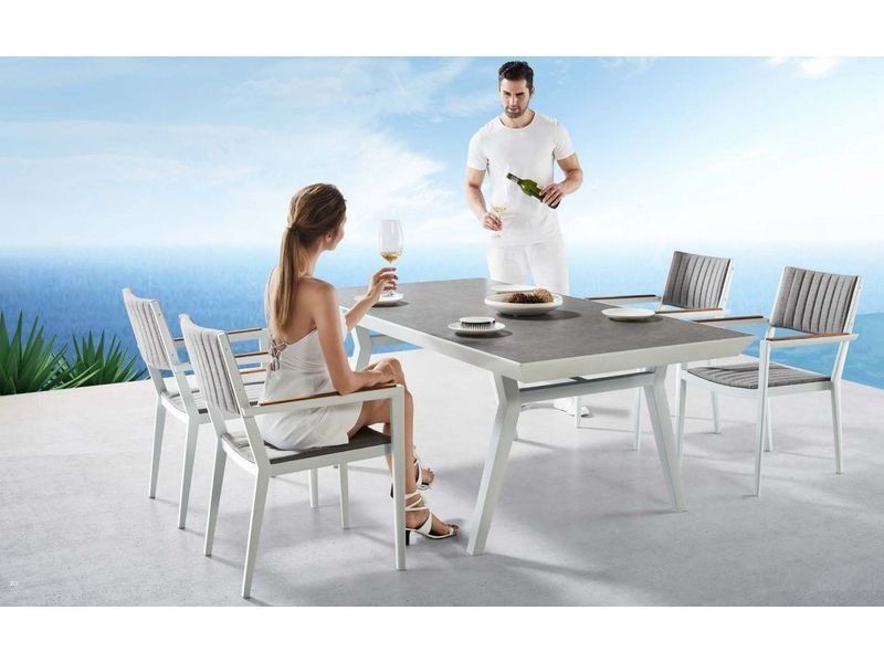 Стол обеденный Монтелло из алюминия цвет белый