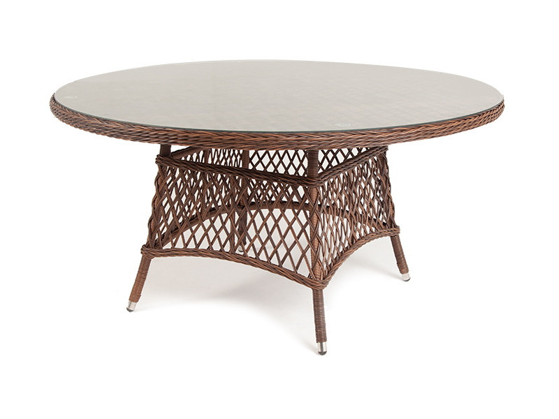 Эспрессо плетеный круглый стол, диаметр 150 см, цвет коричневый