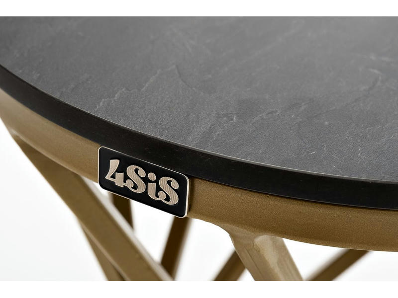 Сантьяго журнальный стол из HPL круглый Ø40 H55, каркас из стали золотой, цвет столешницы серый гранит