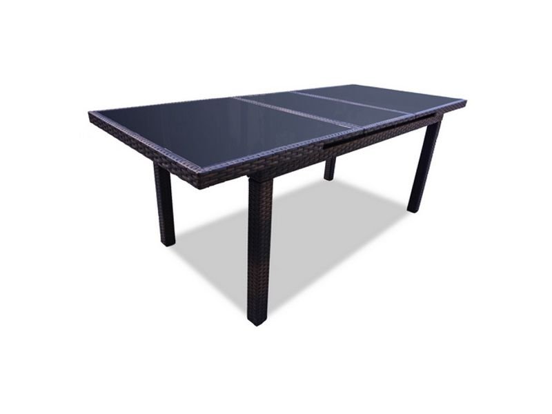 Плетеный стол MYKONOS раздвижной 210 см темный