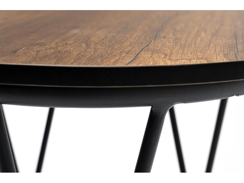 Перу журнальный стол из HPL круглый Ø40 H55, каркас из алюминия темно-серый (RAL 7024) муар, цвет столешницы дуб