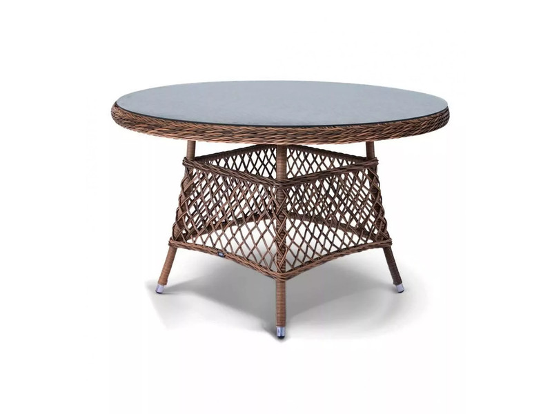 Эспрессо плетеный круглый стол, диаметр 80 см, цвет коричневый