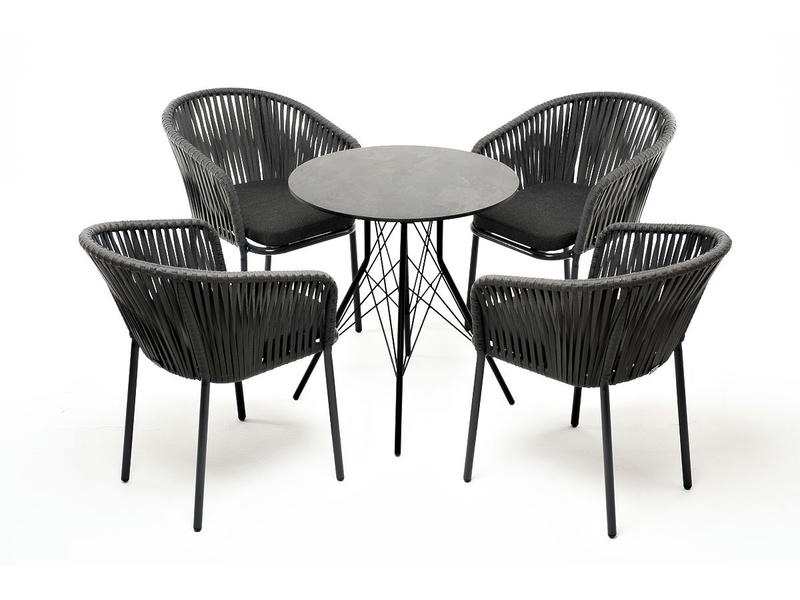 Конте обеденная группа на 4 персоны, круглый стол, цвет серый гранит
