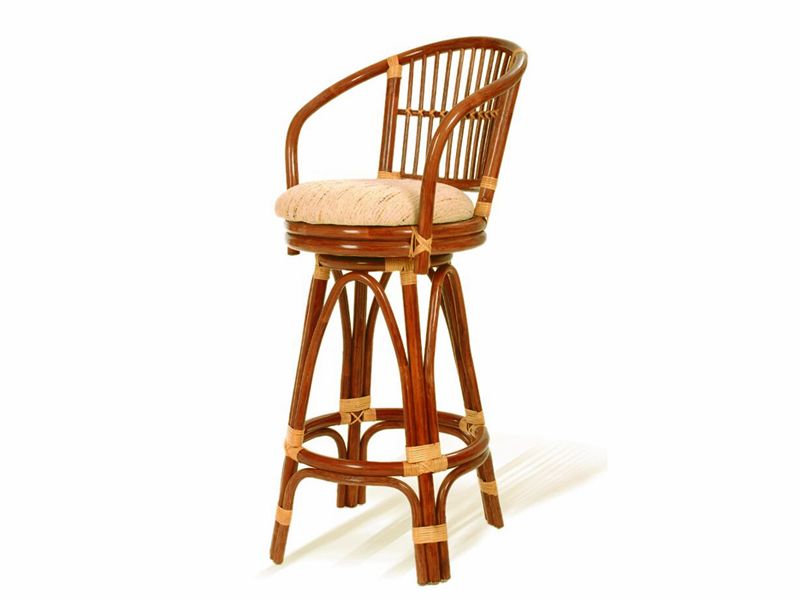 барный стул из натурального ротанга 04/10 - цвет коньяк