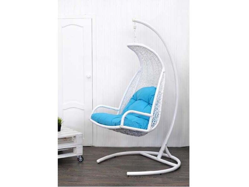 подвесное кресло Laguna - цвет белый/подушка голубая