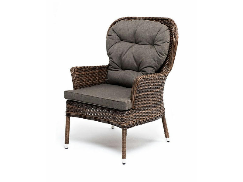 Алиса кресло плетеное, цвет коричневый с подушками