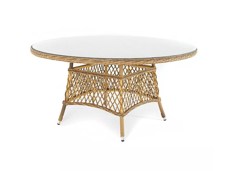 Эспрессо плетеный круглый стол, диаметр 150 см, цвет соломенный