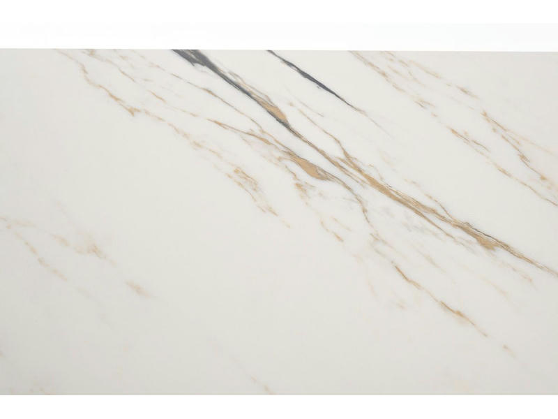 Юпитер стол интерьерный раздвижной обеденный из керамики, цвет белый глянцевый