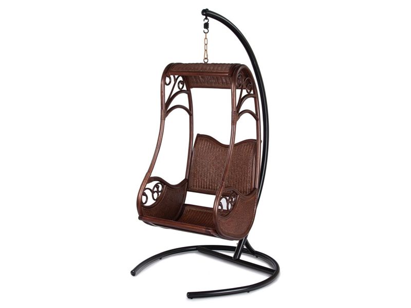 подвесное кресло на стойке из натурального ротанга Hanging 003 - браун (коричневый)