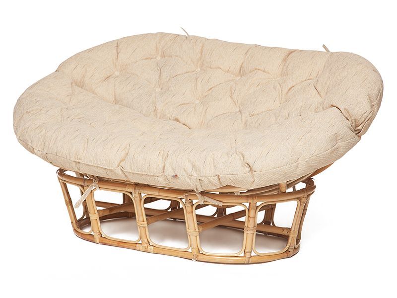 диван из ротанга Мамасан Эко - цвет натуральный/ткань рогожка