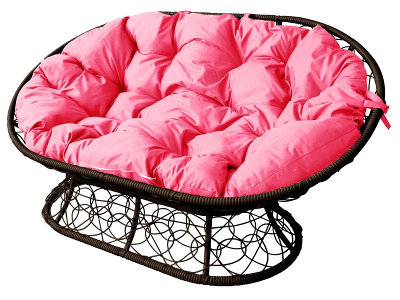 Диван МАМАСАН с ротангом цвет коричневый с розовой подушкой