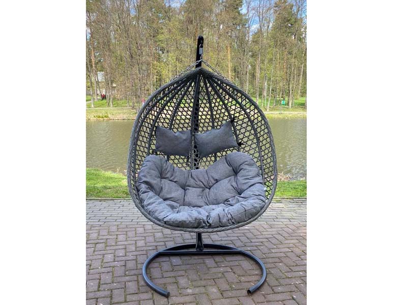 Подвесное двухместное кресло-кокон ФИДЖИ цвет серый + каркас