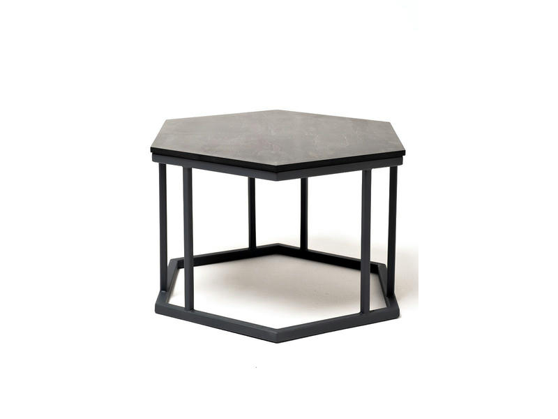 Женева интерьерный стол из HPL шестиугольный, D50, H35, цвет серый гранит