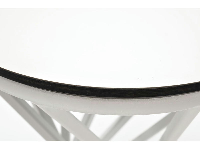 Сантьяго журнальный стол из HPL круглый Ø40 H55, каркас из стали белый, цвет столешницы молочный