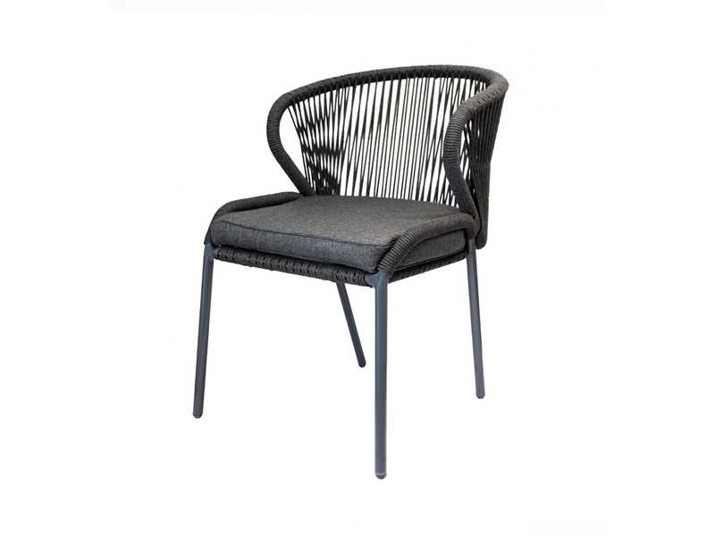 Милан плетеный стул из роупа (веревки), цвет темно-серый
