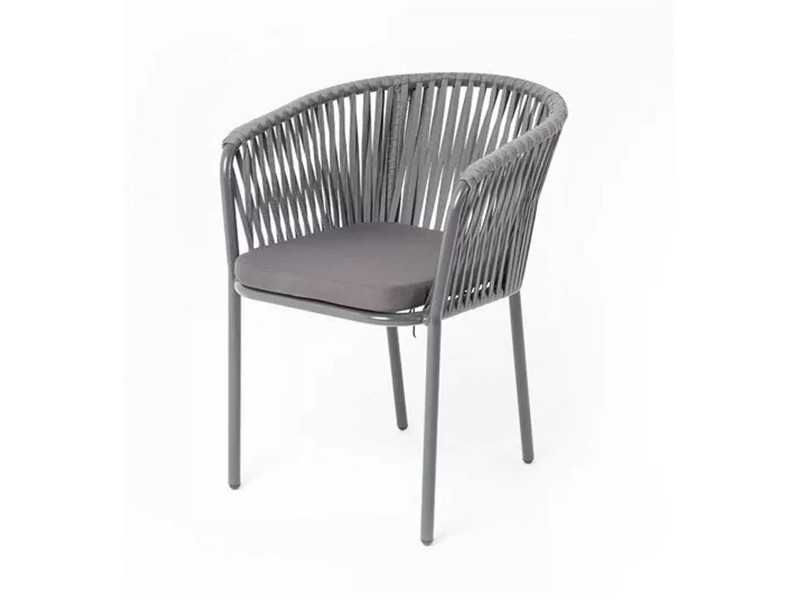 Бордо плетеный стул из роупа (веревки), цвет серый