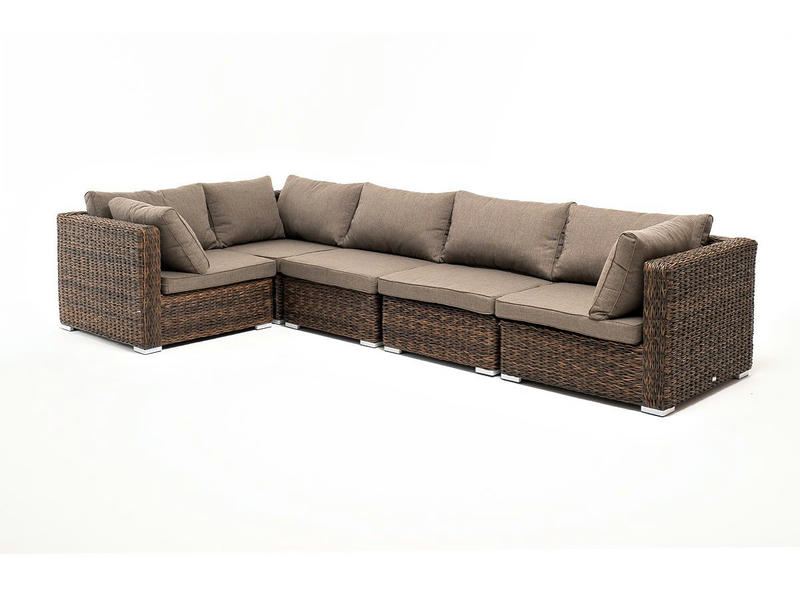 Лунго модуль диванный прямой с подушками, цвет коричневый (гиацинт)
