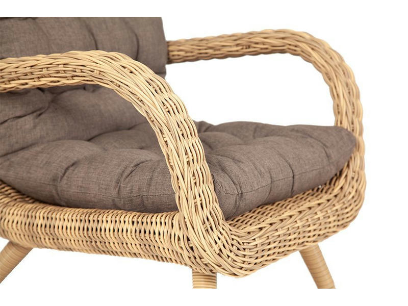 Толедо кресло плетеное с подушками, цвет соломенный