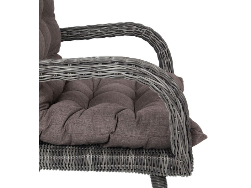Толедо кресло плетеное с подушками, цвет графит